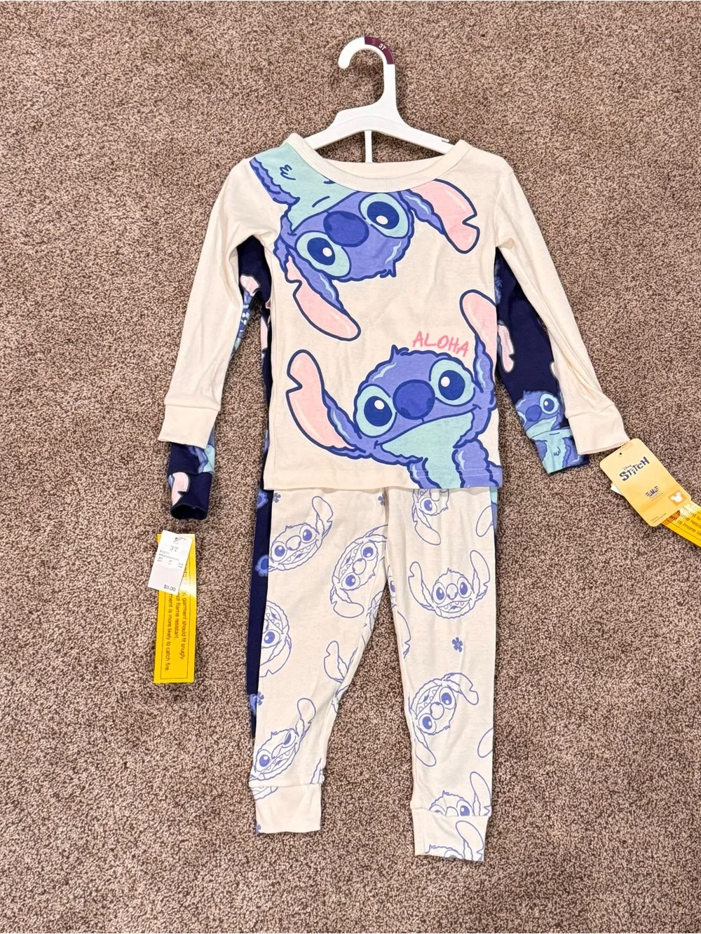 2 Sets Disney Stitch Aloha Pajama Set - Blue & Cream